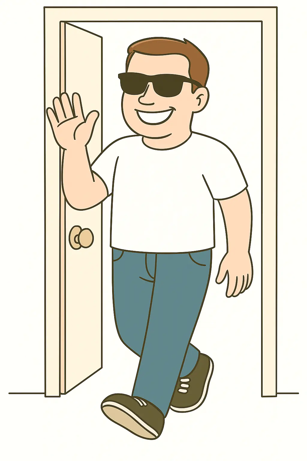 20250601_2248_Smiling Door Entry_remix_01jwpm04bnfqy8b82edpkr76nf Die Möbel-Logo-Figur betritt das Haus